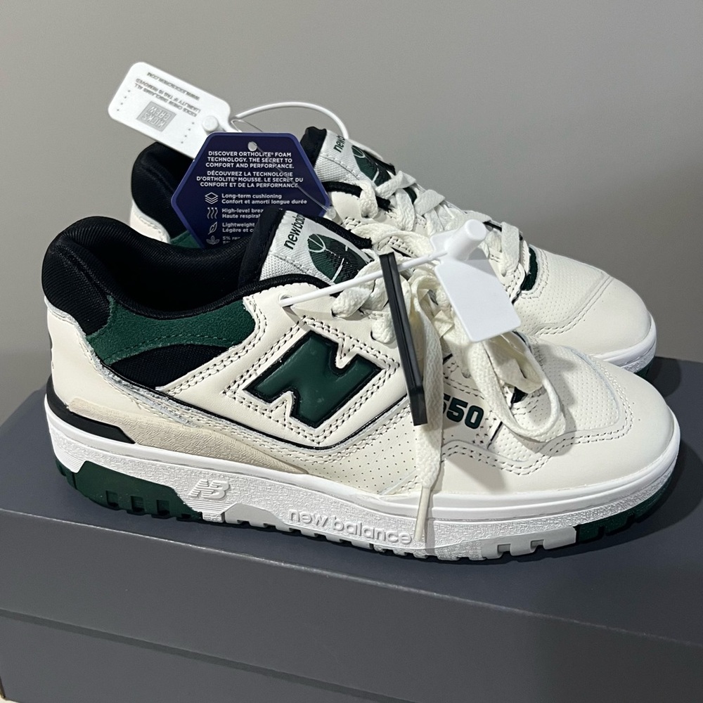 New Balance 550 Sea Salt Pine | Cream and Dark Green Sneakers